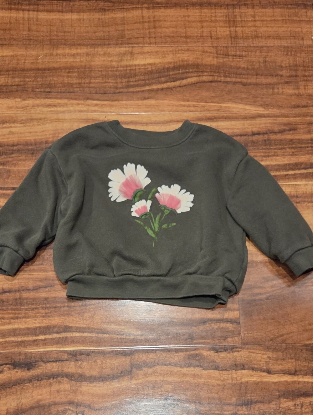 GAP Baby GUC 18-24 Months Olive Floral Sweatshirt